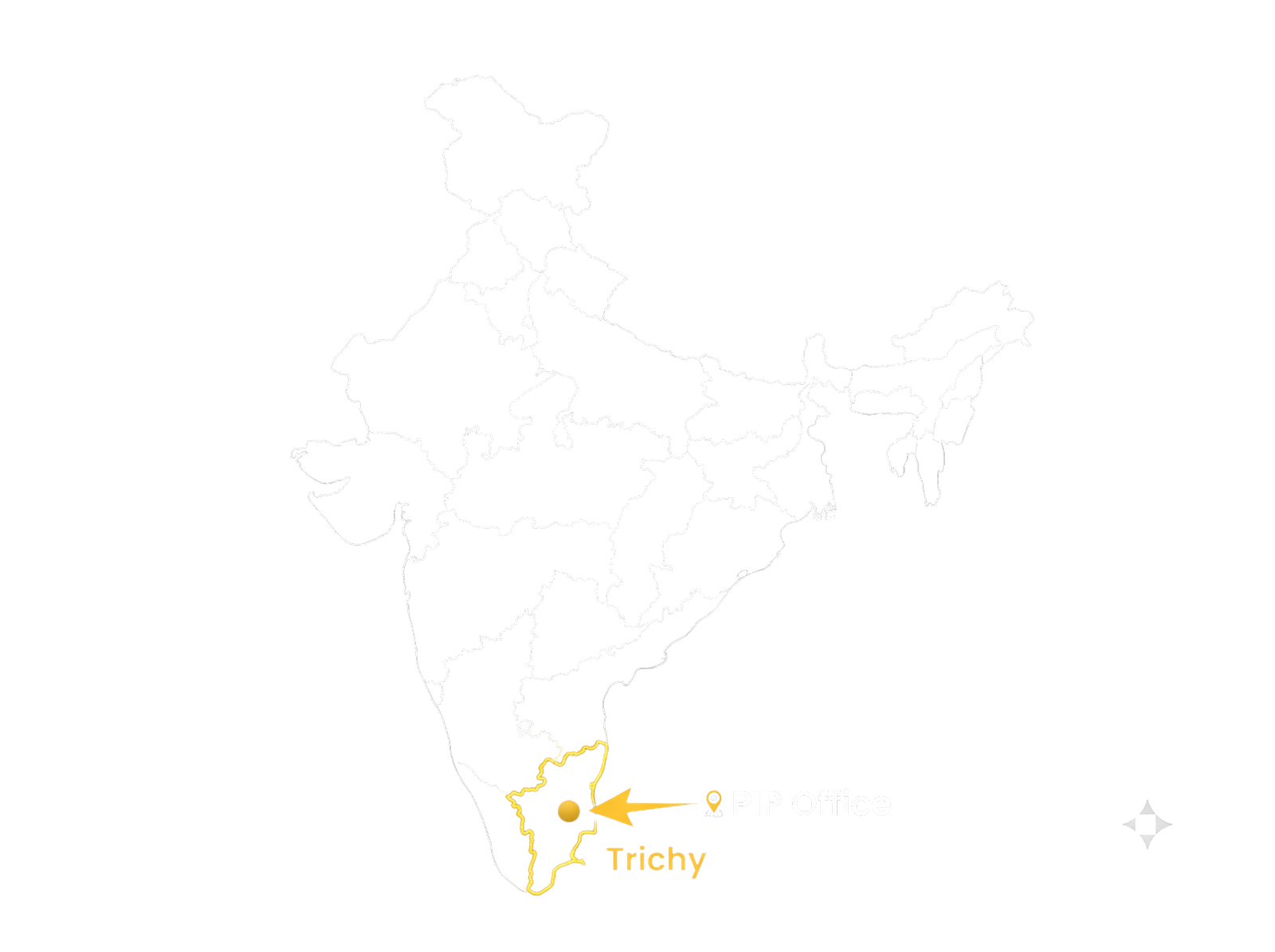 Map of India highlighting Tamil Nadu and the PIP Office in Trichy